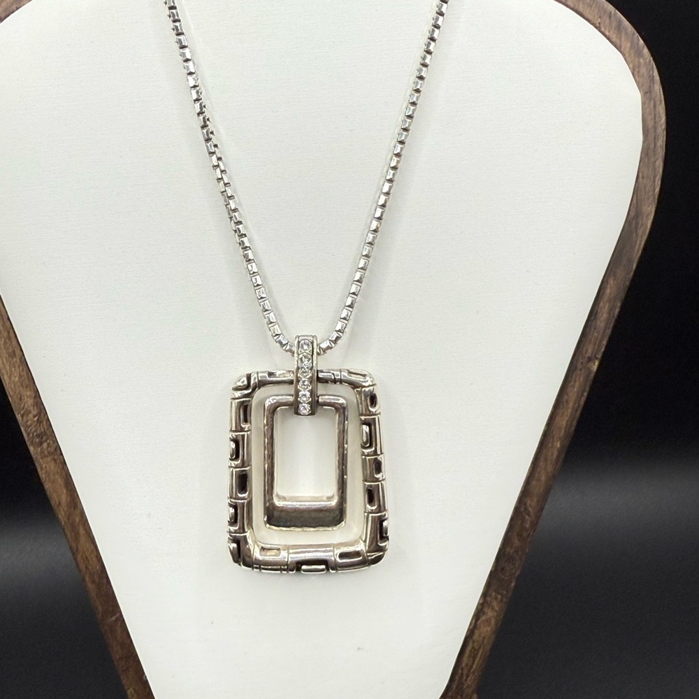 Brighton Nexus Double Rectangle Pendant Necklace with Swarovski Crystal Accents